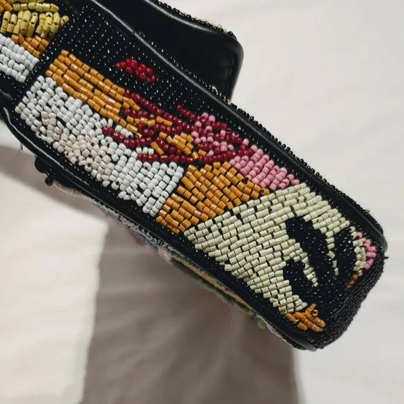 STAUD Tommy Beaded Bag in Coral Patchwork - Picture 6 of 13